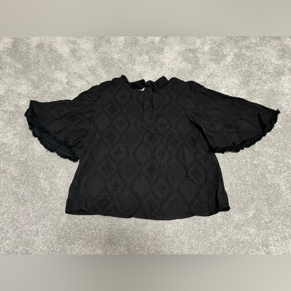 NEW w/ tags THML Black Tie Back Jacquard Top, size M - Picture 1 of 5